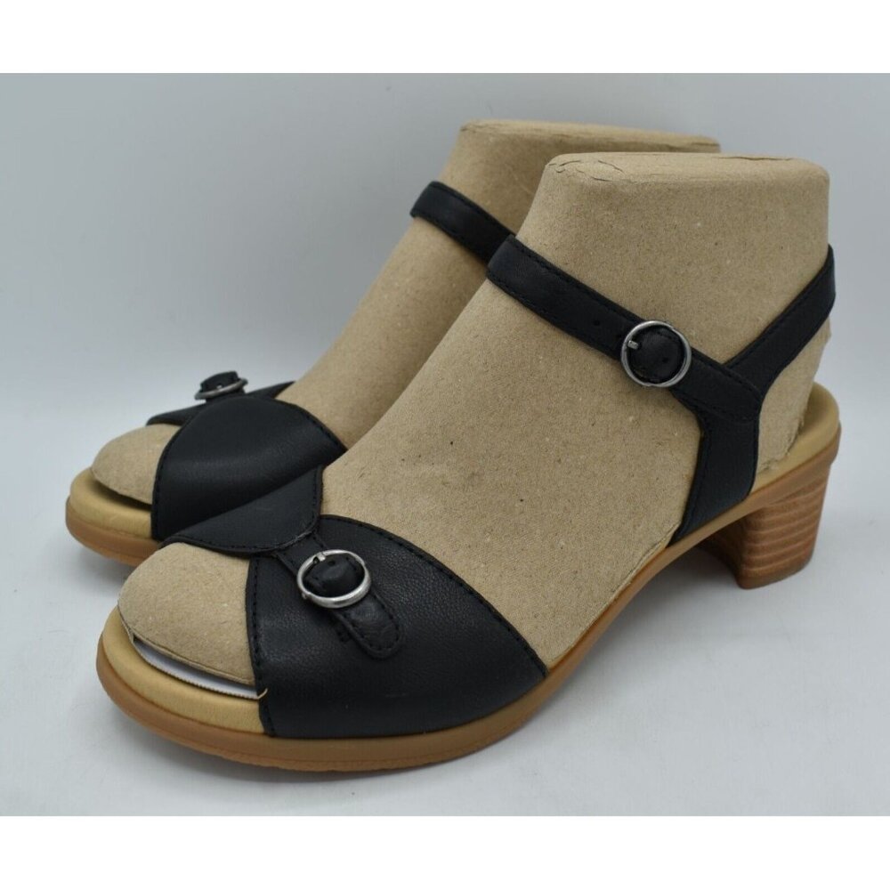 Dansko Womens Size EU 40 US 9.5-10‎ Tessie Black Nappa Leather Open Toe Sandals